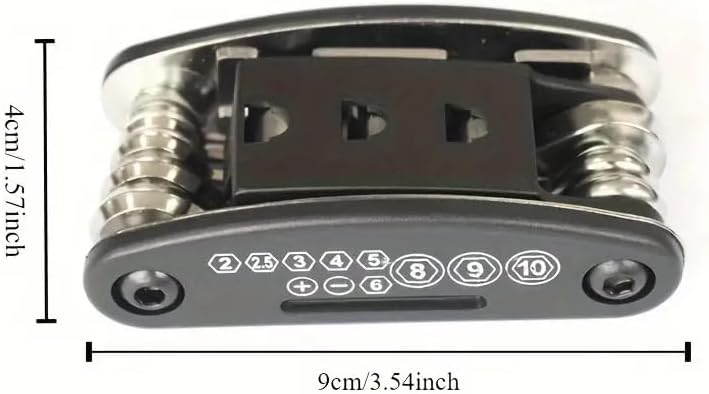 16-in-1 Bicycle Repair Multi-Tool Kit, Steel Construction, Manual Tools with Hex Keys, Black and Silver, 150g