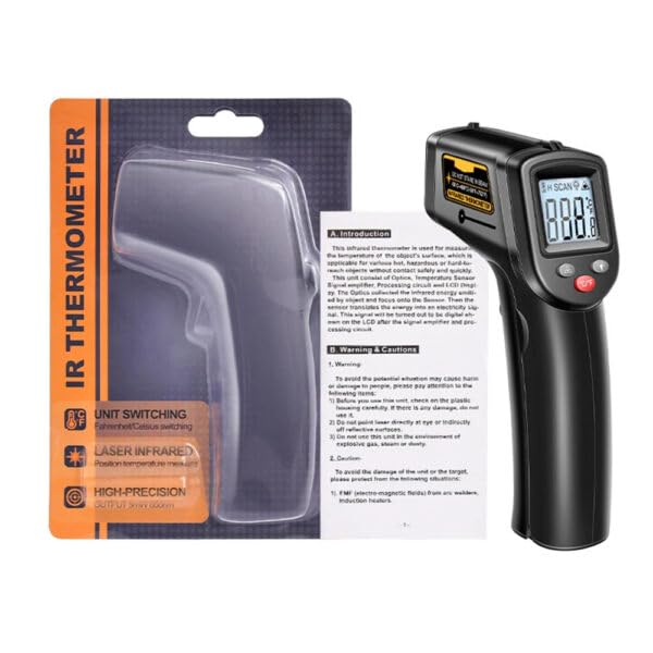 TH201 Infrared Handheld Temperature Gun, -50~400℃, Laser Sensor Thermometer, Digital LCD Screen, Non-Contact Pyrometer Tool