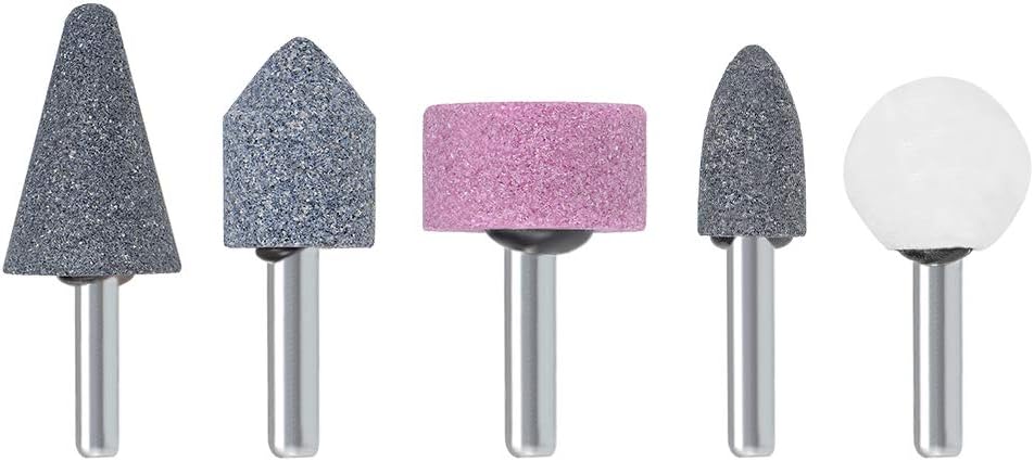 uxcell Abrasive Stone Points Set Grinding Wheel Polishing Head with 1/4-inch Shank 5 Pcs