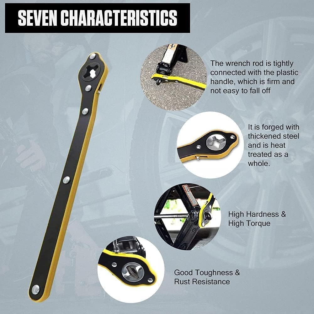 Madashop Car Jack Ratchet Wrench, 34cm Heavy-Duty Handle, Metal Scissor Jack Tool for Cars, SUVs, Vans