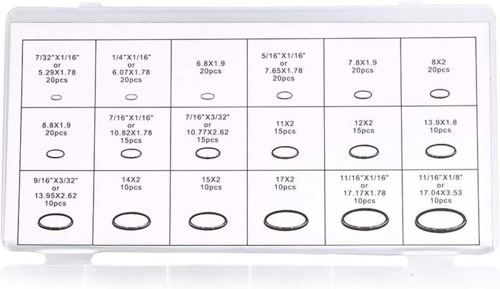 270-Piece HNBR O-Ring Assortment Kit, 18 Sizes, Automotive Air Conditioning Repair Set with Storage Case, Green