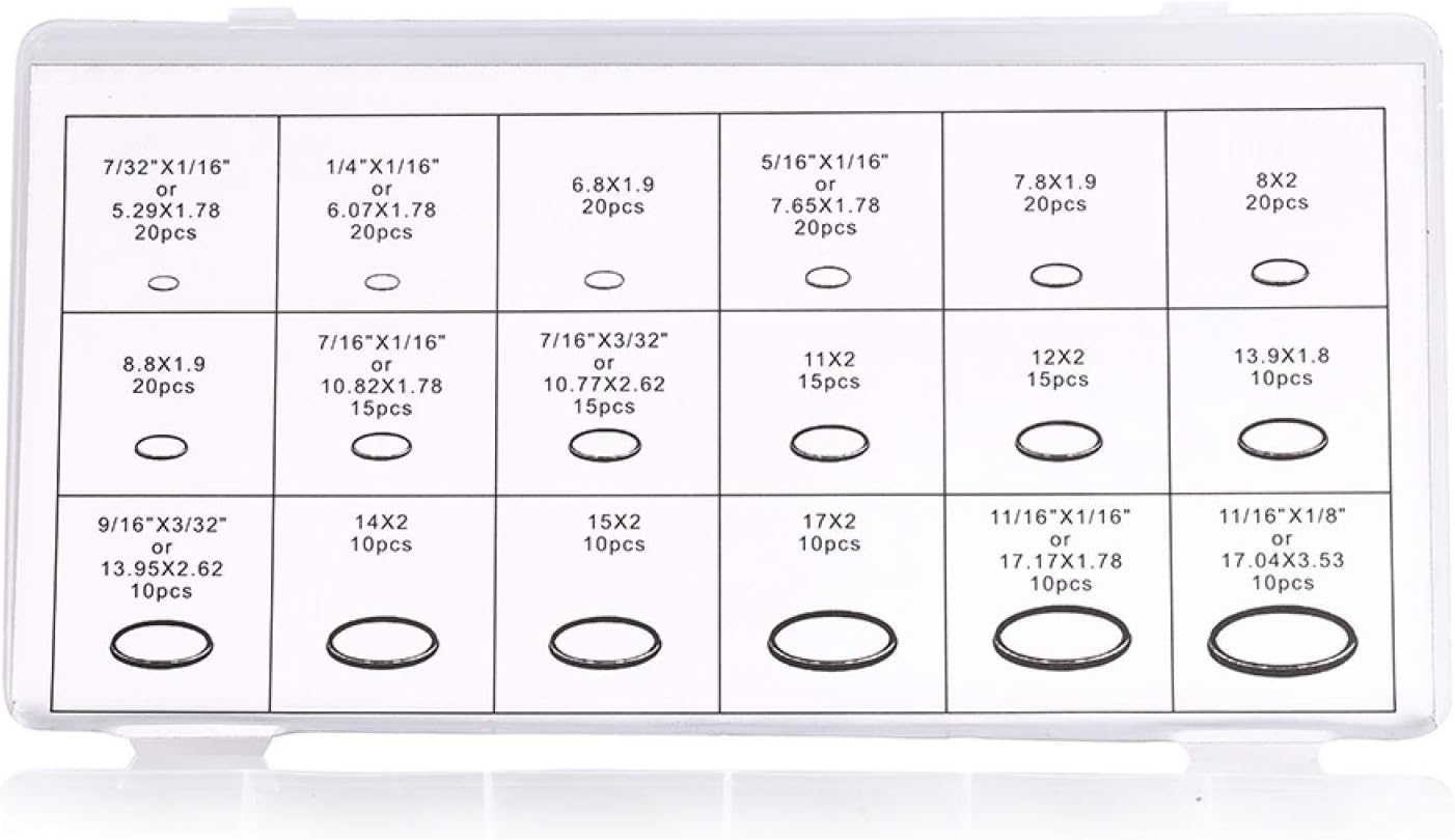 270-Piece HNBR O-Ring Assortment Kit, 18 Sizes, Automotive Air Conditioning Repair Set with Storage Case, Green