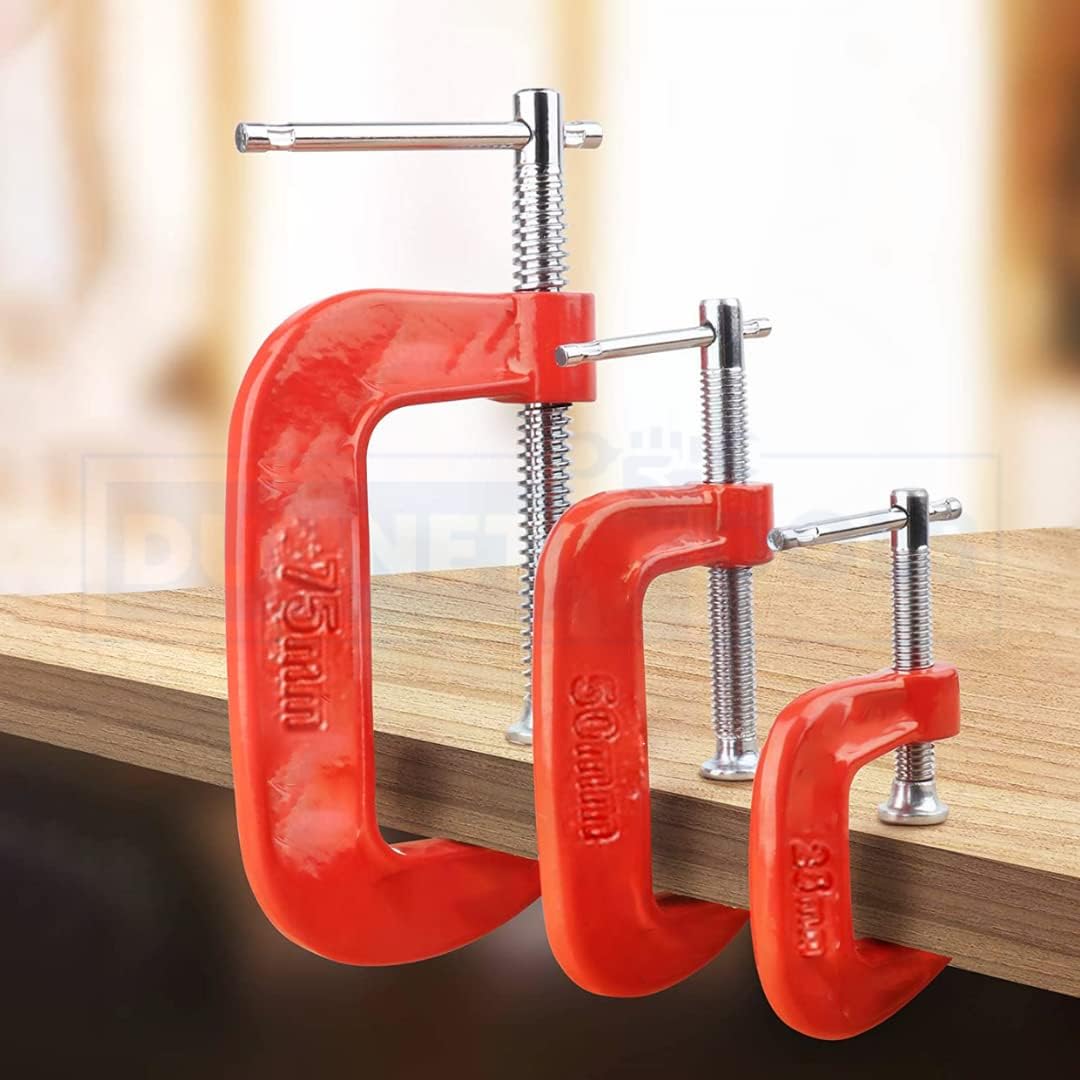 3pc Mini G-clamp Set Cast Iron Frame Swivel Shoe T-bar Handle DIY Clamps for Woodwork G Clamps C Clamp Joiner Woodworking Clamps Professional