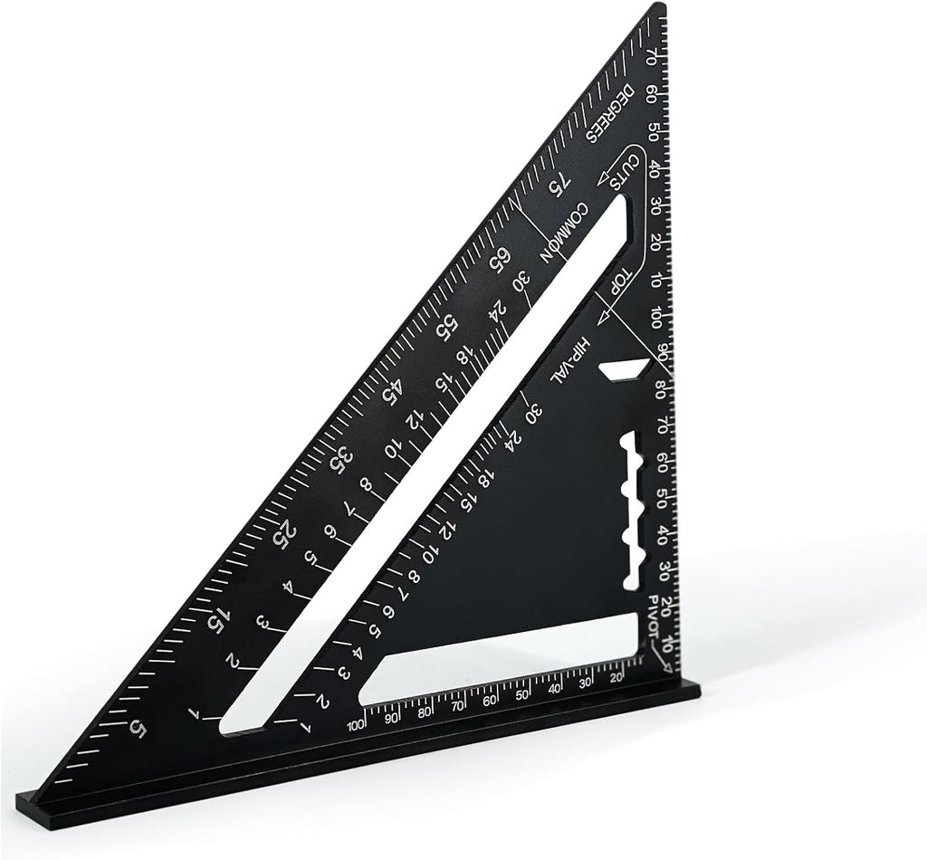 Alfresco 180 mm Speed Square, Metric Triangle Set Square of Carpenters Tools, Combination Square Triangular Ruler for Carpentry, Woodworking, Roofing, Framing, Engineering, Tiling (black)