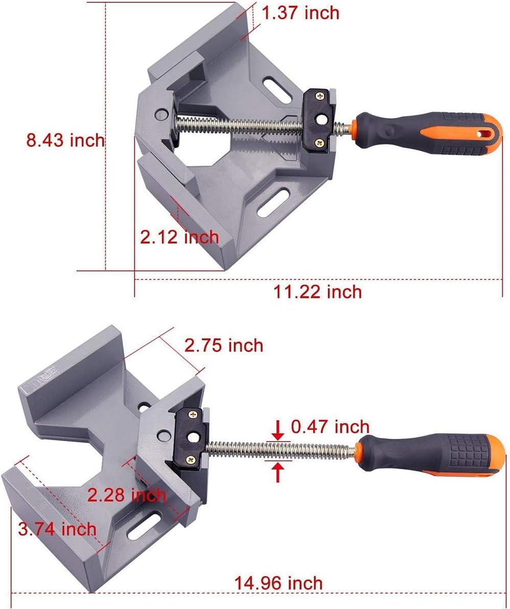 WEICHUAN Aluminum Alloy Right Angle Clamp 90 Degree Angle Clamp Corner Clamp Right Angle Vise Adjustable Frame Clamp With Adjustable Swing Jaw for DIY Woodworking(Pack of 1)