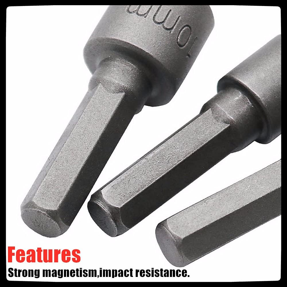 9 Pcs Hex Drill Bits Tools,5-13mm Hex Shank Magnetic Nut Setter Driver, Drill Bit Set Powerful Socket Combination Quick Change Metric Nut Driver Set for ElectricManual Screwdrivers