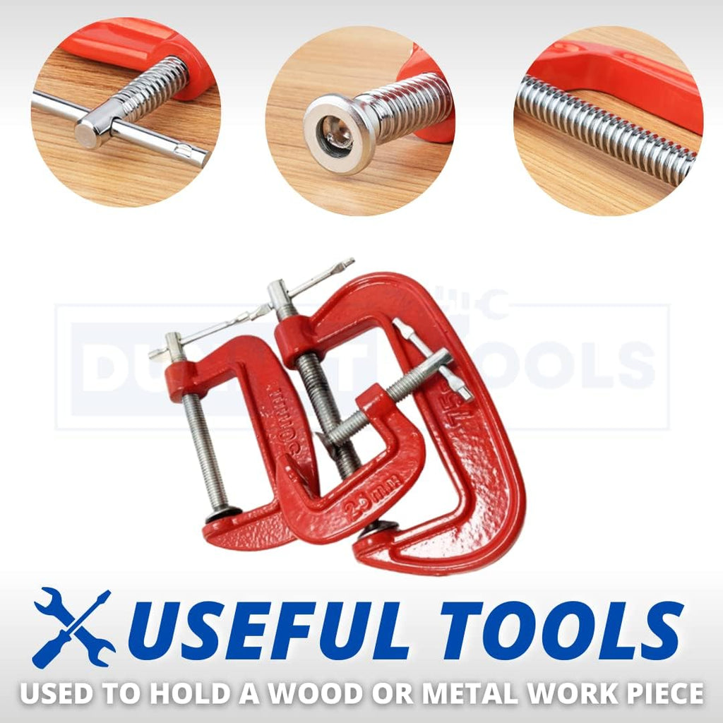 3pc Mini G-clamp Set Cast Iron Frame Swivel Shoe T-bar Handle DIY Clamps for Woodwork G Clamps C Clamp Joiner Woodworking Clamps Professional