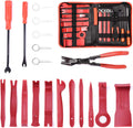 MICTUNING Car Panel Removal Tools, 19pcs Auto Door Panel Trim Removal Tool Kit with Clip Plier Set & Fastener Remover for Car Panel Dash Audio Radio Pry Tool Kits with Storage Bag (RED)