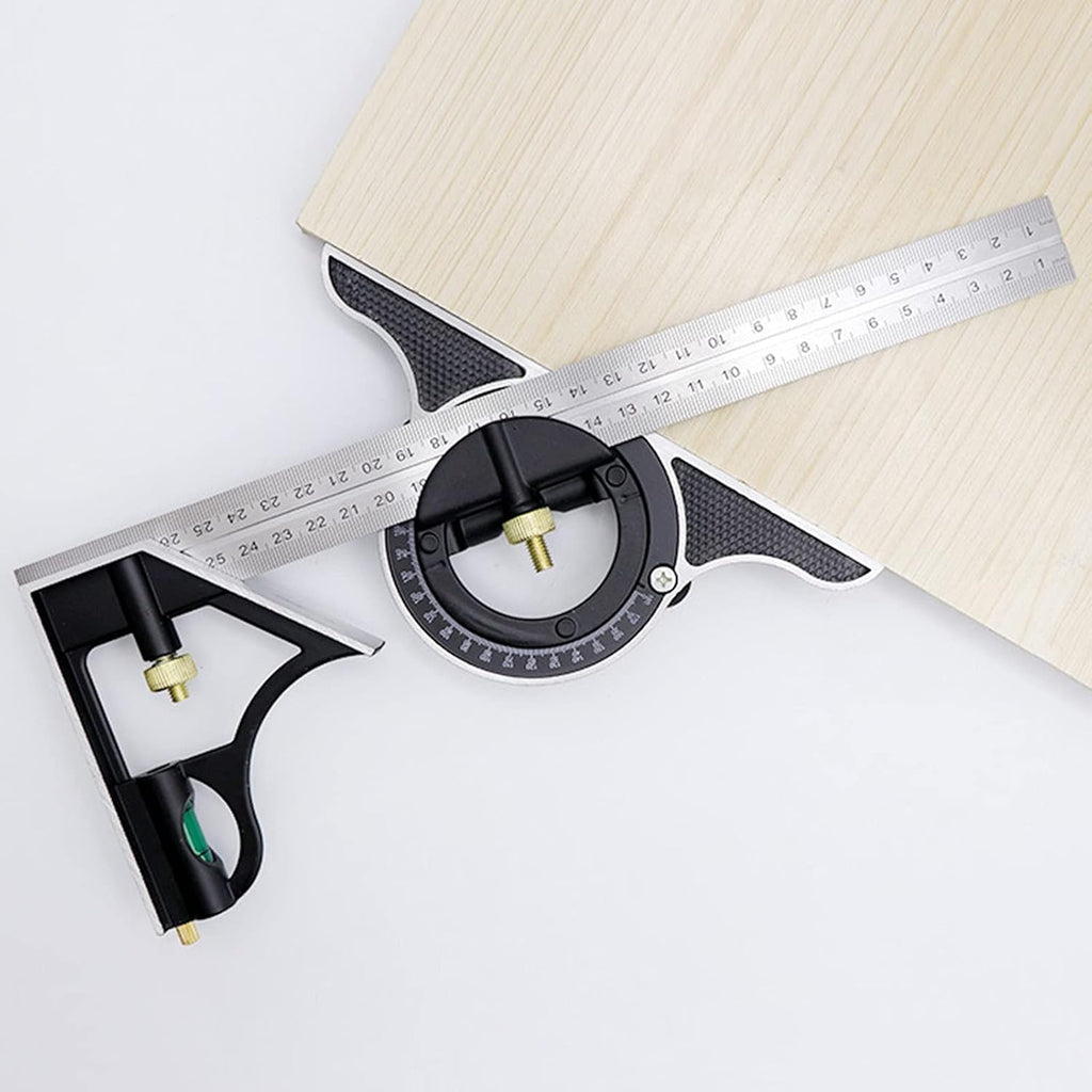Square Angle Ruler,3Pcs/Set 300mm Stainless Steel t Square Ruler Adjustable Sliding Combination & Protractor Level Measure Measuring Set