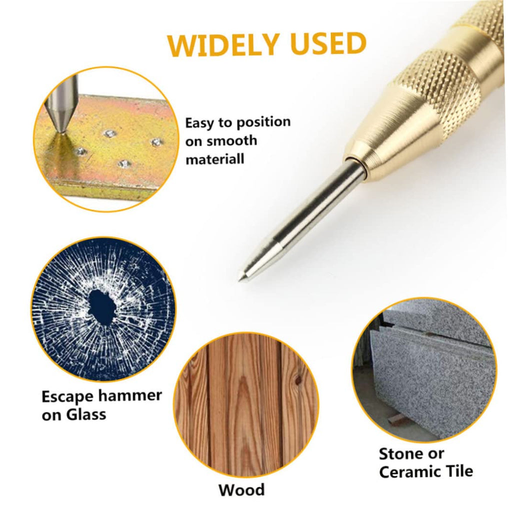 NIDONE Central Hole Brass Automatic Spring Punch Tool for Wood Plastic Steel Wood Steel