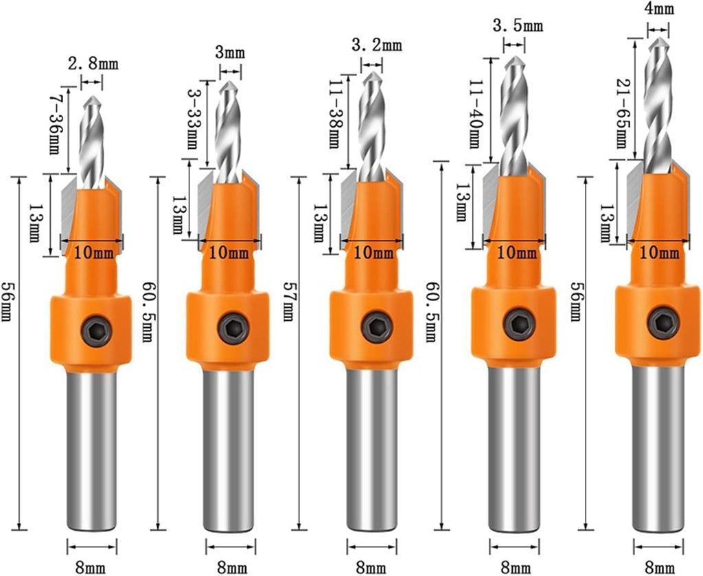 ALKOF Hole saw kit Countersink Drill Bit Set Adjustable Center Drill Chamfer Bit Woodworking Counter Sink Drill Bit (Size : 3mm)