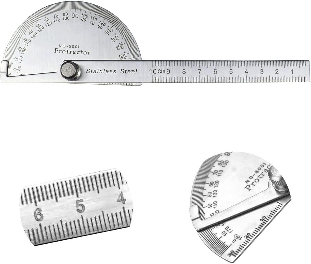 Protractor with Open Arc, 0-180 Degree Stainless Steel Protractor, Angle Finder Ruler, Stainless Steel Protractor Goniometer Angle Finder Gauge Protractor Stainless Steel Ruler for Painting Drawing