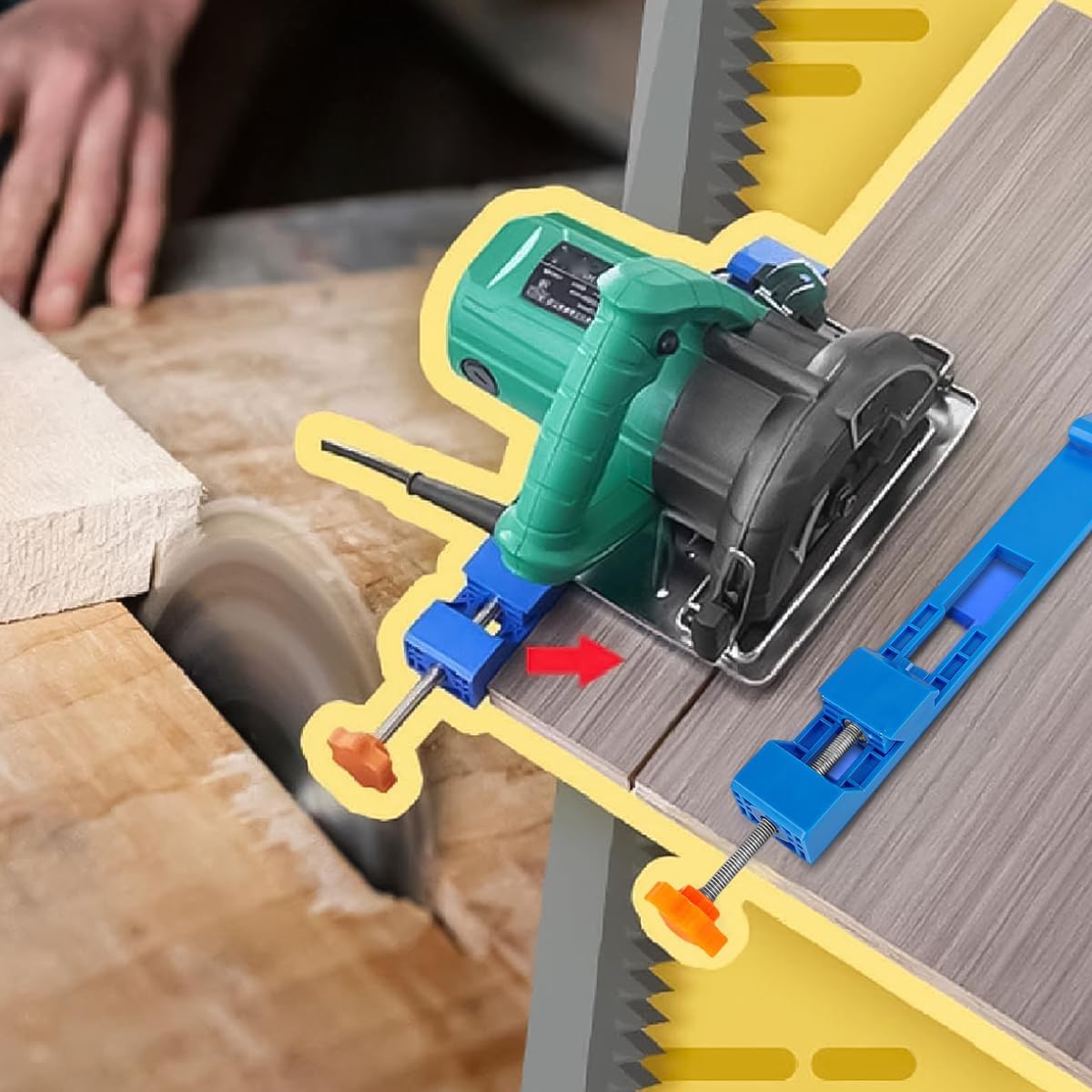 Serplex® Clamp Circular Saw Guide for 4-Inch Dusty Cutting Machines, Adjustable Cutting Machine Base Guide for Precision Woodworking, Marble Cutting, DIY, and Professional Use, Fits 145mm-208mm Models