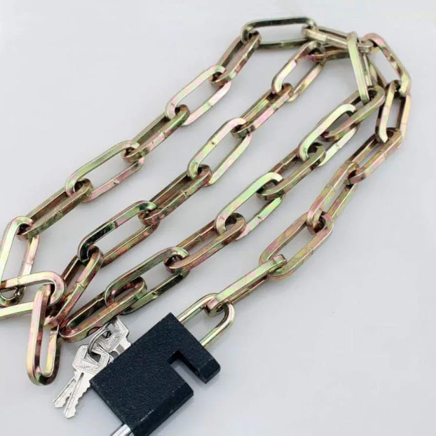 Security Chain Lock with Keys, 180cm Heavy Duty Metal Chain for Bikes and Doors