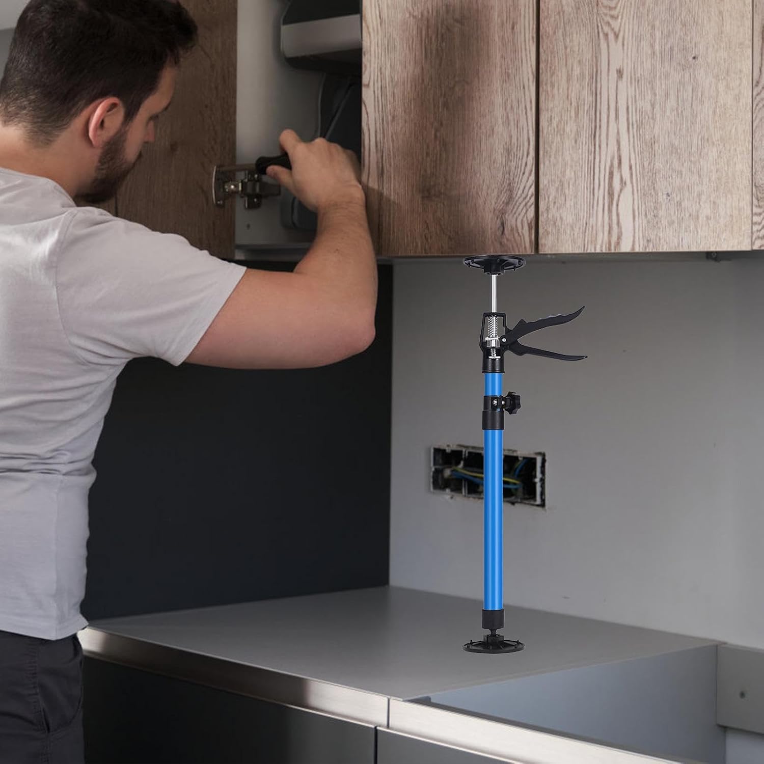 Cabinet Installation Jack 1/2 Pack, Labor Saving Hand Lifting Jack Tool, Third Hand Tool, Lever Arm Lifter For Installing Cabinets, Ratcheting Cargo, Range Hoods, Drywall