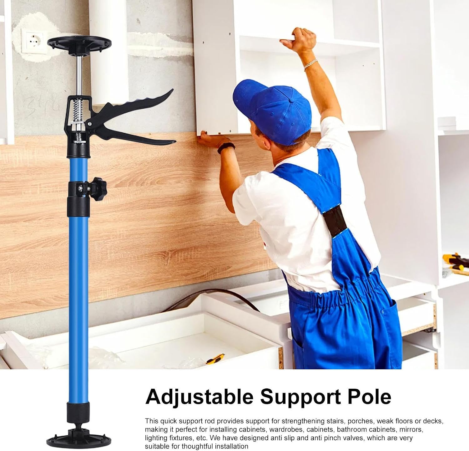 Cabinet Installation Jack 1/2 Pack, Labor Saving Hand Lifting Jack Tool, Third Hand Tool, Lever Arm Lifter For Installing Cabinets, Ratcheting Cargo, Range Hoods, Drywall