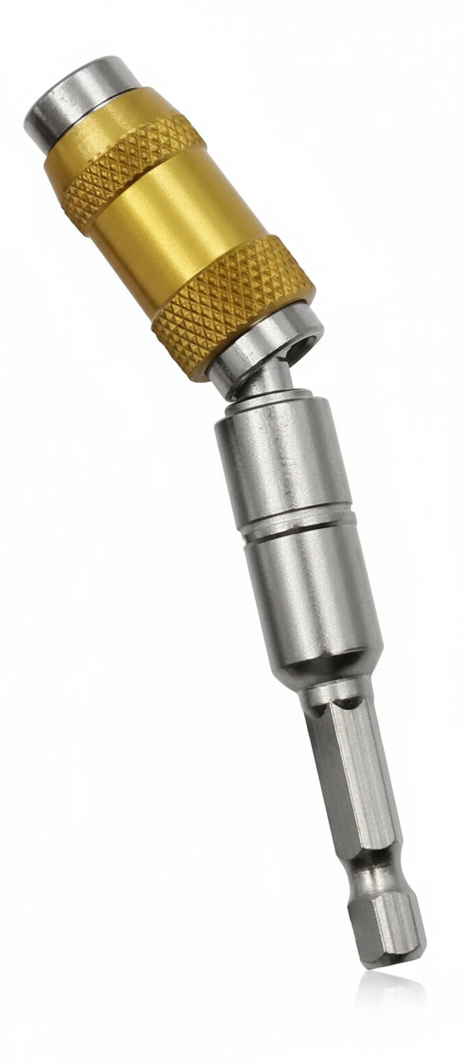 Pivoting Bit Tip Holder, Magnetic Pivot Holder Tip 1/4in 20 Degree Flexible Drill Extension Magnetic Drill Extender Quick Change Locking Rotating Screw Bit for Tight Spaces or Corners