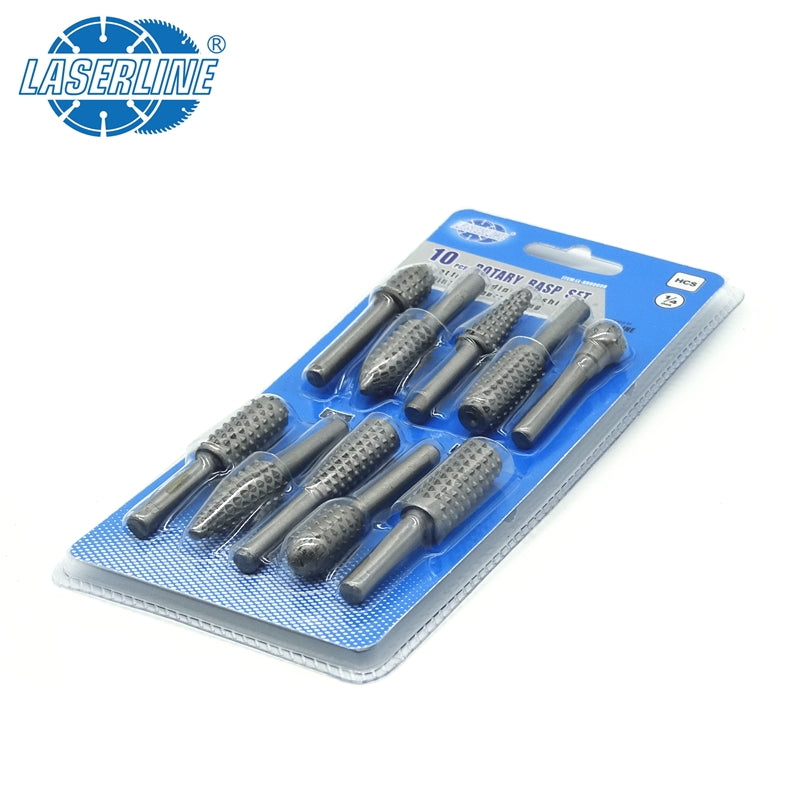 Rotary Rasp File Set, 10 Pieces, 1/4" Shank, Woodworking Hand Tool